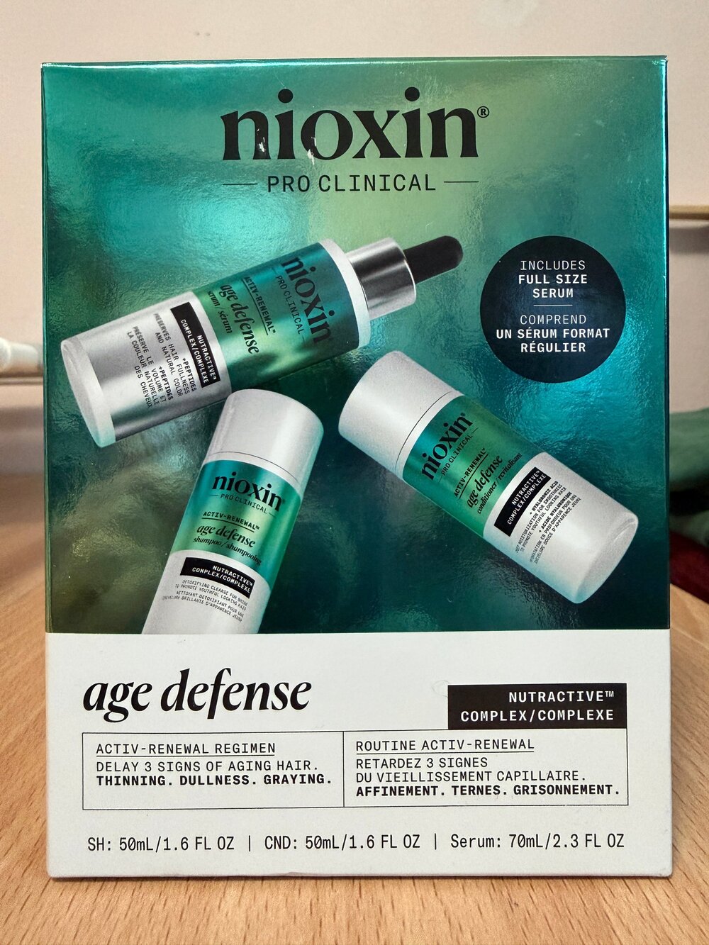 Nioxin Pro Clinical Age Defense Activ-Renewal Regimen 3-Step Kit Full Size Serum